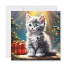 Niedliche Weihnachts-Kitten-Square-Karte