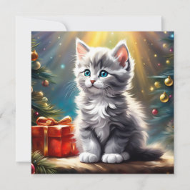 Niedliche Weihnachts-Kitten-Square-Karte Feiertagskarte