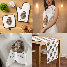 Niedliche Weihnachts-Kiwi, Brauch Ofenhandschuh & Topflappen-Set