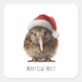 Niedliche Weihnachts-Kiwi, Brauch Quadratischer Aufkleber (Vorderseite)