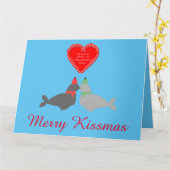 Niedliche Weihnachts Küssen Siegel Custom Husband Karte (Gelbe Blume)