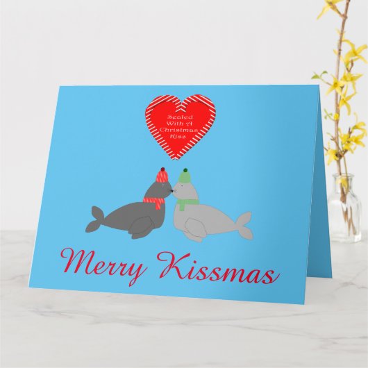 Niedliche Weihnachts Küssen Siegel Custom Husband Karte (Gelbe Blume)