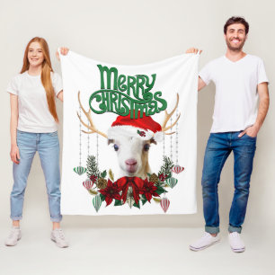 Niedliche Weihnachts LaMancha Ziege Antlers and Wr Fleecedecke