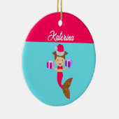 Niedliche Weihnachts-Meerjungfrau-Weihnachtsmannmü Keramik Ornament (Rechts)