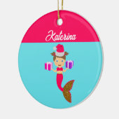Niedliche Weihnachts-Meerjungfrau-Weihnachtsmannmü Keramik Ornament (Links)