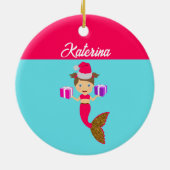Niedliche Weihnachts-Meerjungfrau-Weihnachtsmannmü Keramik Ornament (Hinten)