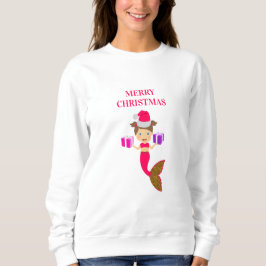 Niedliche Weihnachts-Meerjungfrau Weihnachtsmannmü Sweatshirt