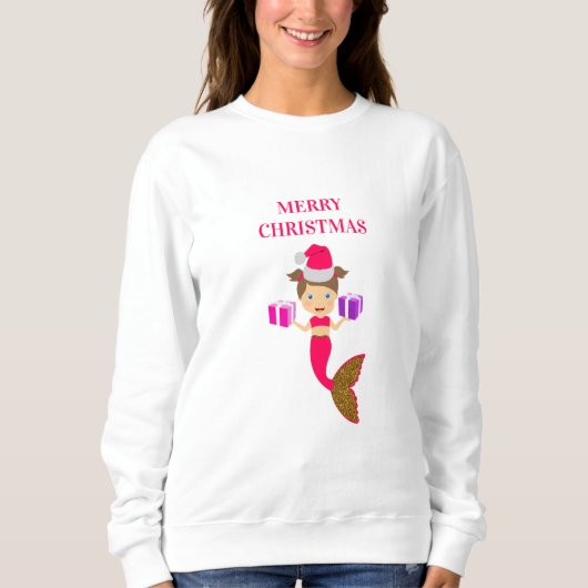 Niedliche Weihnachts-Meerjungfrau Weihnachtsmannmü Sweatshirt (Vorderseite)