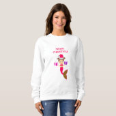 Niedliche Weihnachts-Meerjungfrau Weihnachtsmannmü Sweatshirt (Vorne ganz)