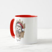 Niedliche Weihnachts-Peeking Igel Weihnachtsmannmü Tasse (Vorderseite Links)