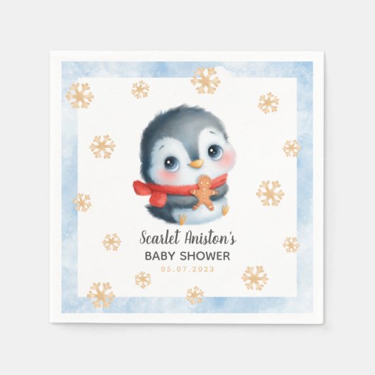 Niedliche Weihnachts-Penguin-Kinderdusche Serviette (Vorderseite)