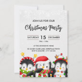 Niedliche Weihnachts-Penguin-Party Einladung (Vorderseite)