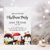 Niedliche Weihnachts-Penguin-Party Einladung