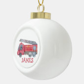 Niedliche Weihnachts-personalisiert-Feuerwehrwagen Keramik Kugel-Ornament (Rechts)