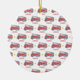 Niedliche Weihnachts-personalisiert-Feuerwehrwagen Keramik Ornament