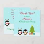 Niedliche Weihnachts-Pinguine und Baum Dankeskarte (Vorne/Hinten)