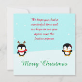 Niedliche Weihnachts-Pinguine und Baum Dankeskarte (Rückseite)