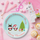 Niedliche Weihnachts-Pinguine und Baum Pappteller (Party)