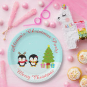 Niedliche Weihnachts-Pinguine und Baum Pappteller (Party)