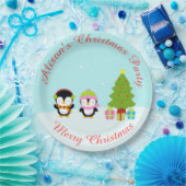 Niedliche Weihnachts-Pinguine und Baum Pappteller (Party)