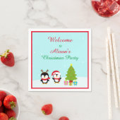Niedliche Weihnachts-Pinguine und Baum Serviette (Beispiel)