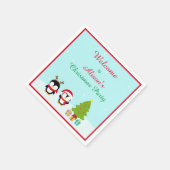 Niedliche Weihnachts-Pinguine und Baum Serviette (Ecke)