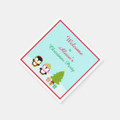 Niedliche Weihnachts-Pinguine und Baum Serviette (Ecke)