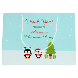 Niedliche Weihnachts-Pinguine und Bäume Vielen Dan Große Geschenktüte
