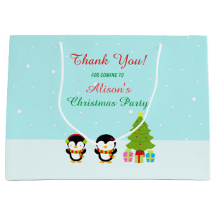 Niedliche Weihnachts-Pinguine und Bäume Vielen Dan Große Geschenktüte