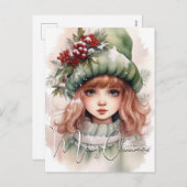 Niedliche Weihnachts-Pixie Feiertagspostkarte (Vorne/Hinten)