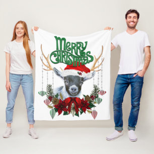 Niedliche Weihnachts-Pygmäe-Ziege mit Antler und K Fleecedecke