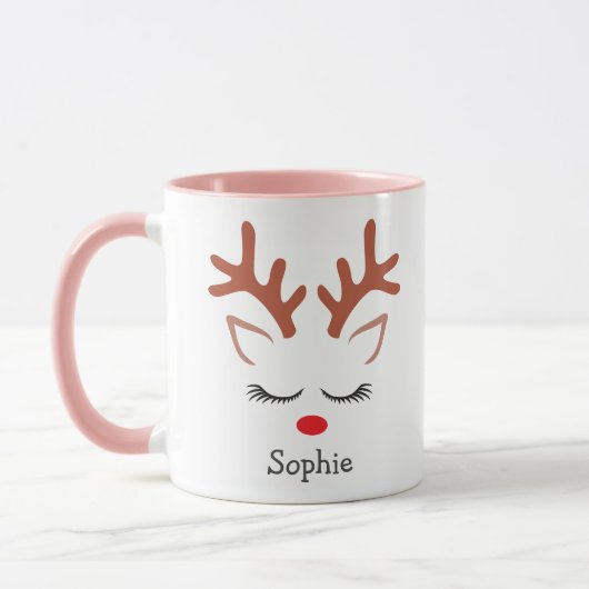 Niedliche Weihnachts-Rentier-Tasse Tasse (Links)