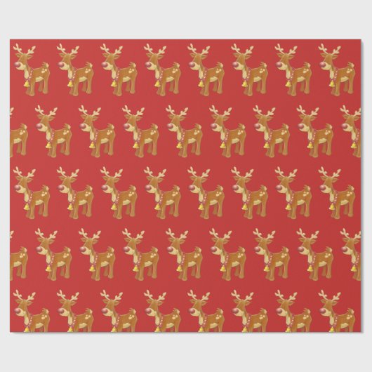 Niedliche Weihnachts-Rudolph Pattern Geschenkpapier (Flach)
