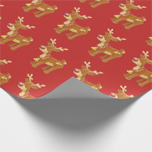 Niedliche Weihnachts-Rudolph Pattern Geschenkpapier (Ecke)