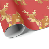 Niedliche Weihnachts-Rudolph Pattern Geschenkpapier (Rolleneckpunkt)
