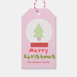 Niedliche Weihnachts-Schneeglobe Pink Familiengesc Geschenkanhänger