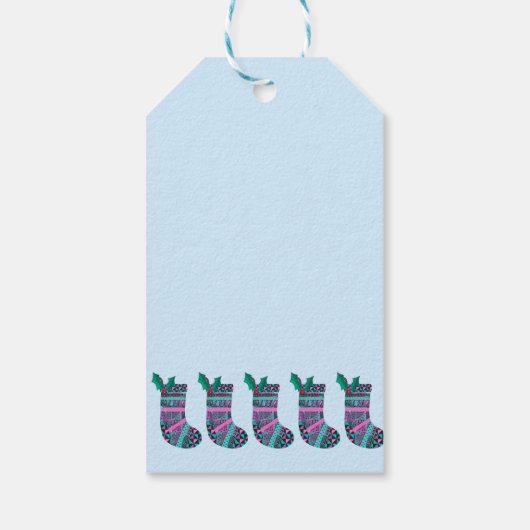 Niedliche Weihnachts-Strumpf-Muster Geschenktasten Geschenkanhänger (Rückseite)