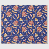 Niedliche Weihnachts-Sweater-Weather-Winter-Navy Geschenkpapier (Flach)