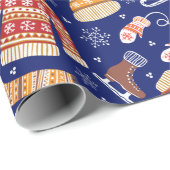 Niedliche Weihnachts-Sweater-Weather-Winter-Navy Geschenkpapier (Rolleneckpunkt)