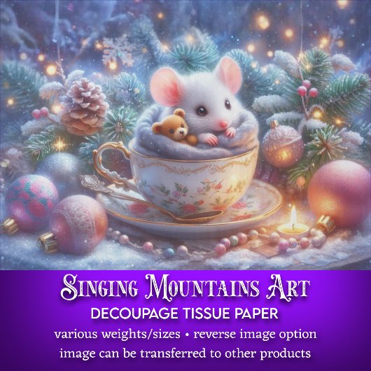 Niedliche Weihnachts-Teacup-Maus und Teddy-Bär-Dek Seidenpapier