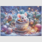 Niedliche Weihnachts-Teacup-Maus und Teddy-Bär-Dek Seidenpapier (Vorderseite)
