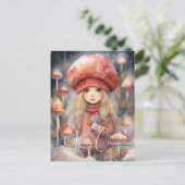 Niedliche Weihnachts-Toadstool Pixie Feiertagspostkarte (Stehend Vorderseite)