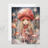 Niedliche Weihnachts-Toadstool Pixie Feiertagspostkarte (Vorne/Hinten)