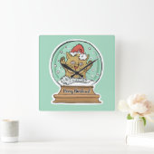 Niedliche Weihnachts-Uhr Chat Quadratische Wanduhr (Zuhause)