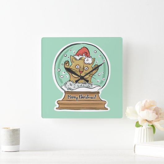 Niedliche Weihnachts-Uhr Chat Quadratische Wanduhr (Zuhause)