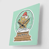 Niedliche Weihnachts-Uhr Chat Quadratische Wanduhr (Winkel)