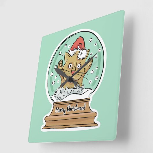 Niedliche Weihnachts-Uhr Chat Quadratische Wanduhr (Winkel)