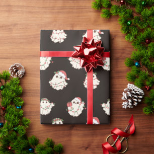 Niedliche Weihnachts-Vintage Geister und Lichter Geschenkpapier