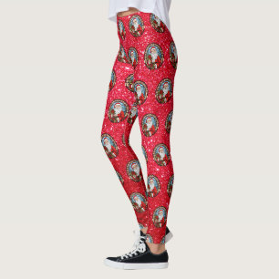 Niedliche Weihnachts-Weihnachtsgrafik Rote Legging Leggings