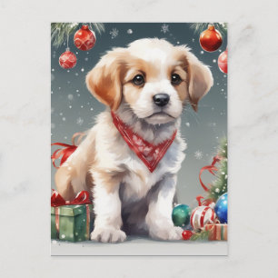 Niedliche Weihnachts Welpe Blank Weihnachten Postkarte